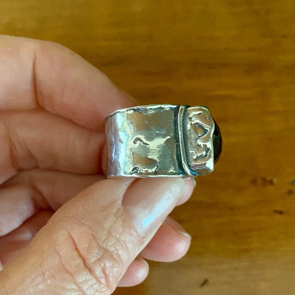 Silpada Smoky Quartz Dusk Sterling Silver Wide Band Ring Size 6.5 - Picture 3 of 10